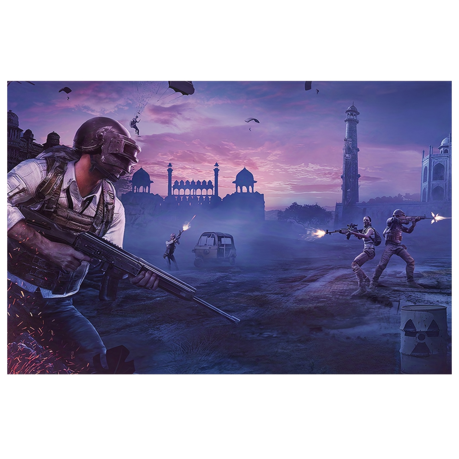 Esports Gaming Poster - Taktisches Gaming-Wandkunstposter – Fallschirmsoldat und Schlachtfeldszene,