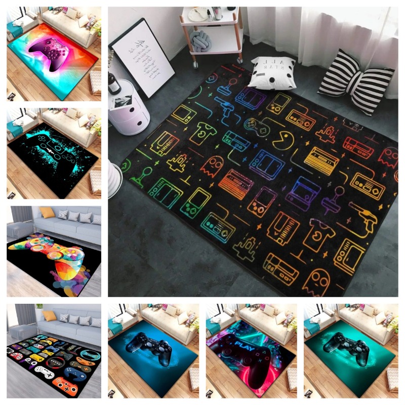 Esports Or Gaming - Gaming-E-Sport-Teppich – schwarzer Controller und Pixel-Design