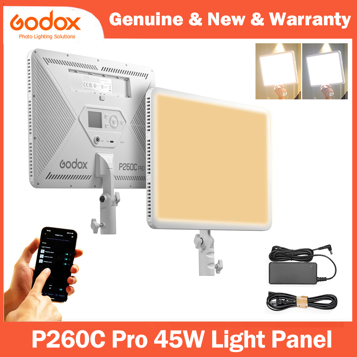 Led Light Panel Stream - Godox P260C Pro LED-Videoleuchte, zweifarbig, 2800