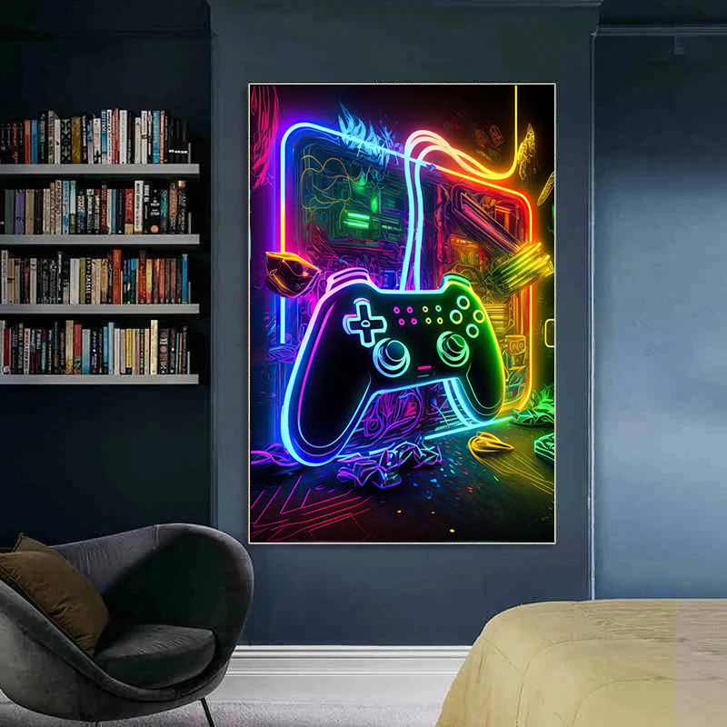 Neon Spiel Leinwand Gemälde Ga – Esports Gaming Poster Bewertung und Preis