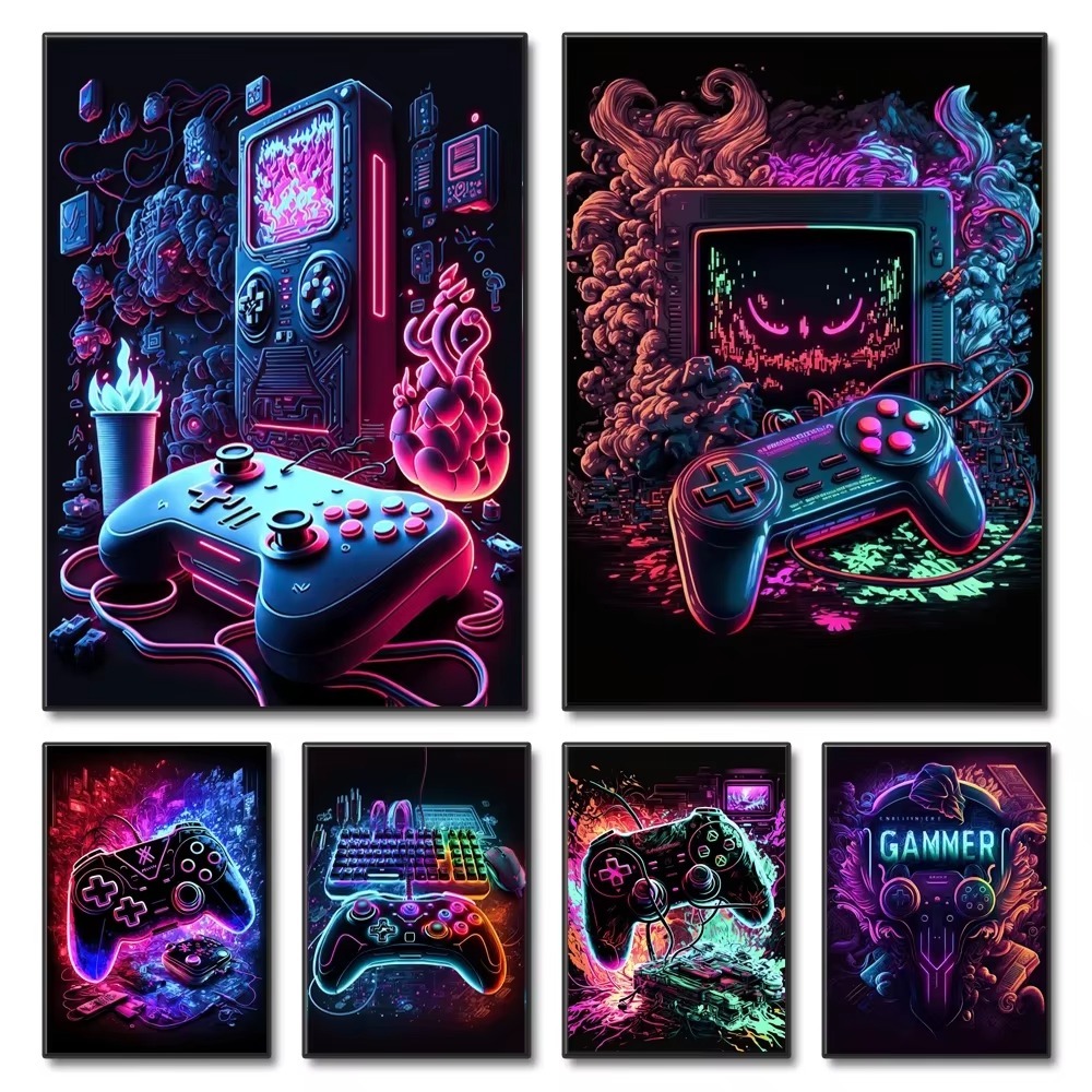 Neon Spiel Leinwand Gemälde Ga – Esports Gaming Poster Bewertung und Preis