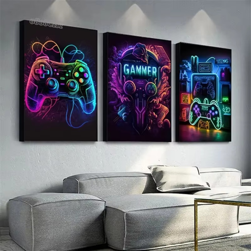 Neon Spiel Leinwand Gemälde Ga – Esports Gaming Poster Bewertung und Preis