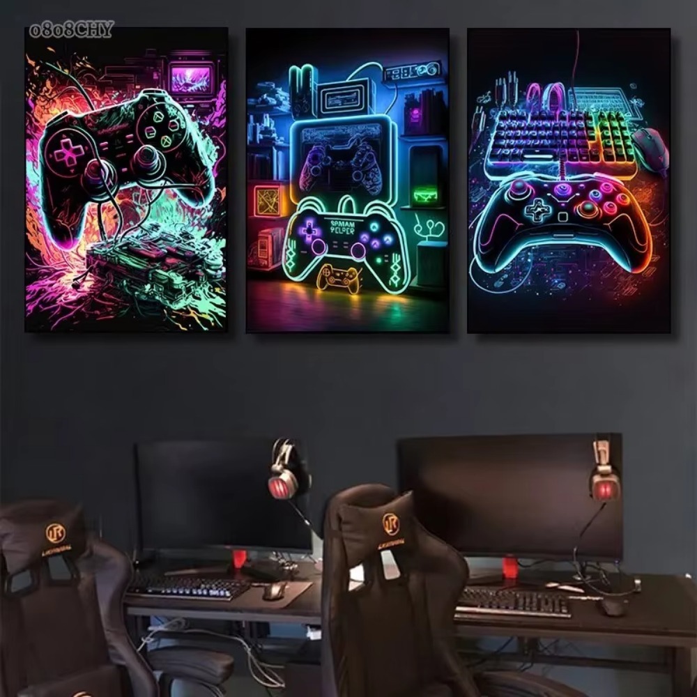 Neon Spiel Leinwand Gemälde Ga – Esports Gaming Poster Bewertung und Preis