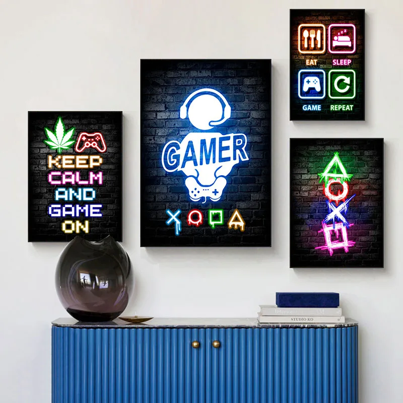 Gaming Neon 'Eat Sleep Game Re – Esports Gaming Poster Bewertung und Preis